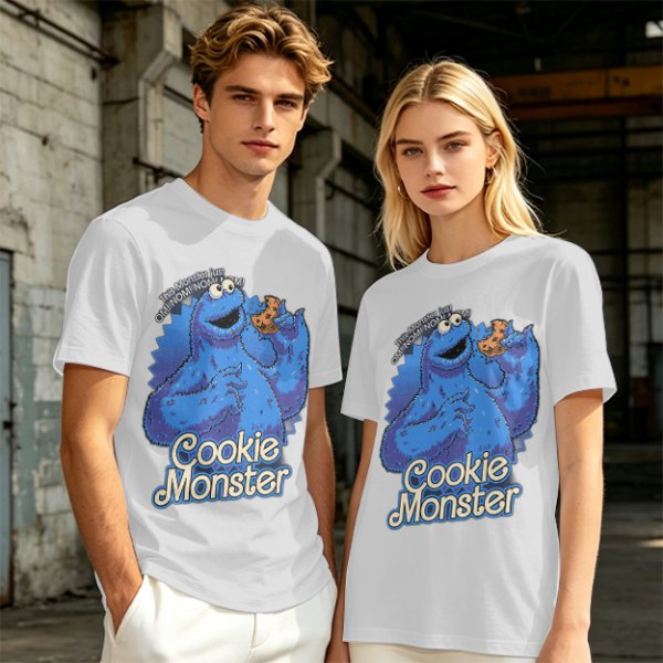 Olive Green Cookie Monster T-Shirt with Cookie Graphic