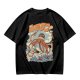 Olive t-shirt with Japanese octopus sushi warrior wave graphic