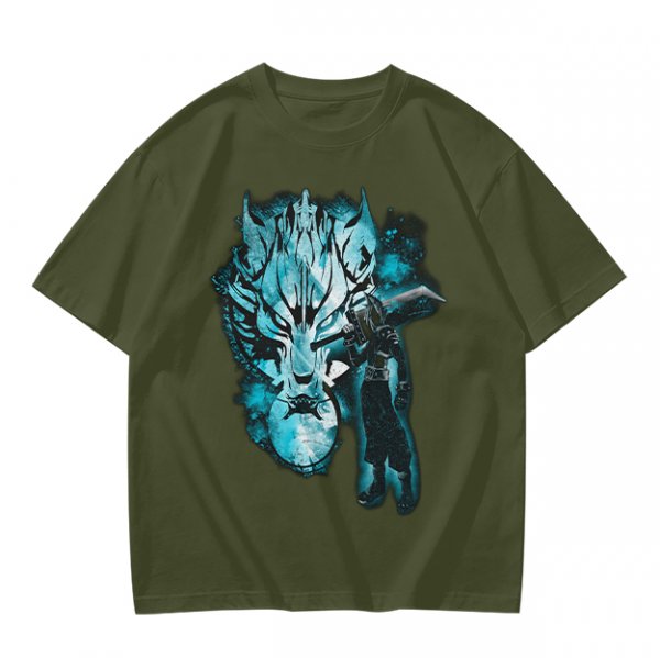 Olive Green T-Shirt With Alien Warrior Graphic Print