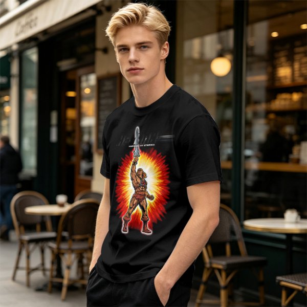 He-Man Sword Raised Graphic Olive Green T-Shirt