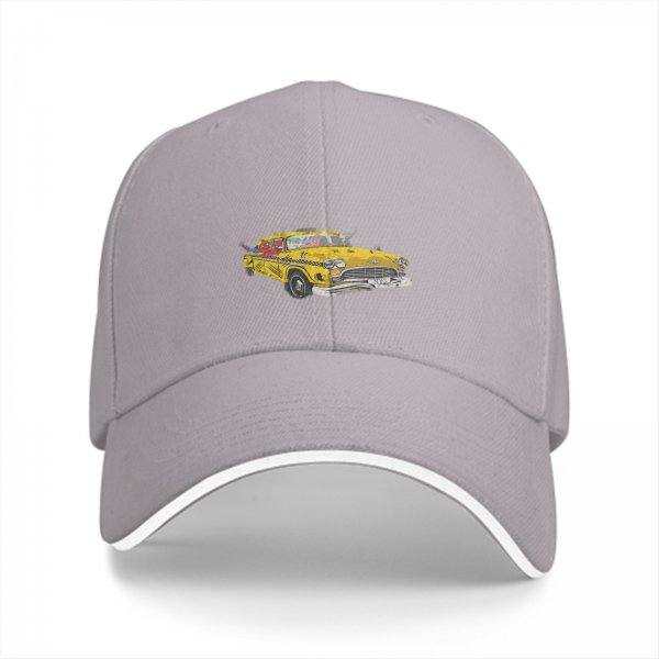 Black Baseball Cap With Vintage Yellow Taxi Print