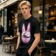 Olive T-Shirt With Witch Riding Broom Silhouette In Bunny Outline