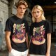 Olive T-Shirt with Cartoon Crocodile Eating Snack Graphic