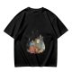 Olive green t-shirt with whimsical elf and dog artwork