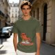 Olive T-shirt with Relaxed Cartoon Chili Pepper Wearing Sunglasses and Peppers Text