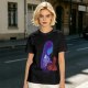 Olive T-Shirt With Purple Haired Figure Night Scene Print