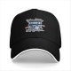 Black baseball cap with retro 90s media graphic print
