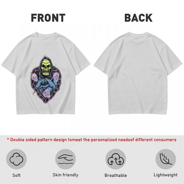 Olive T-Shirt With Grim Reaper Skull And Chain Heart Graphic