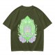 Olive Green T-Shirt With Leaf Shaped Tamagotchi Totoro Print