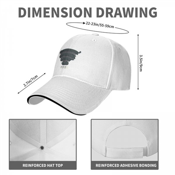 Black baseball cap with stacked cat graphic and 'FREE' text