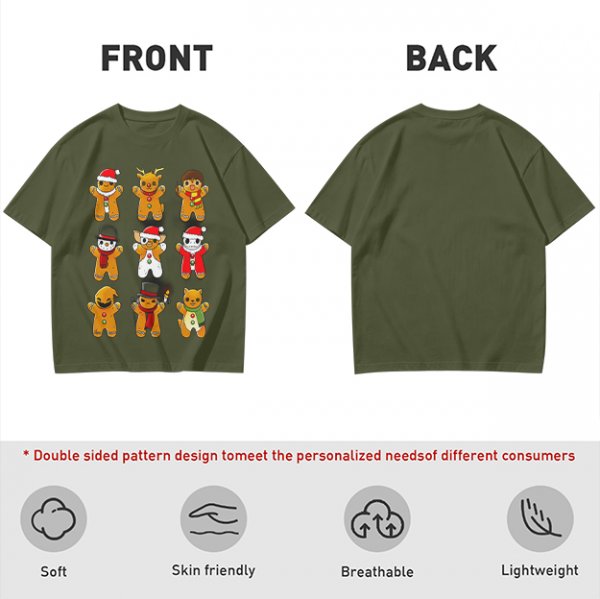 Olive Christmas Gingerbread Character Graphic T-Shirt