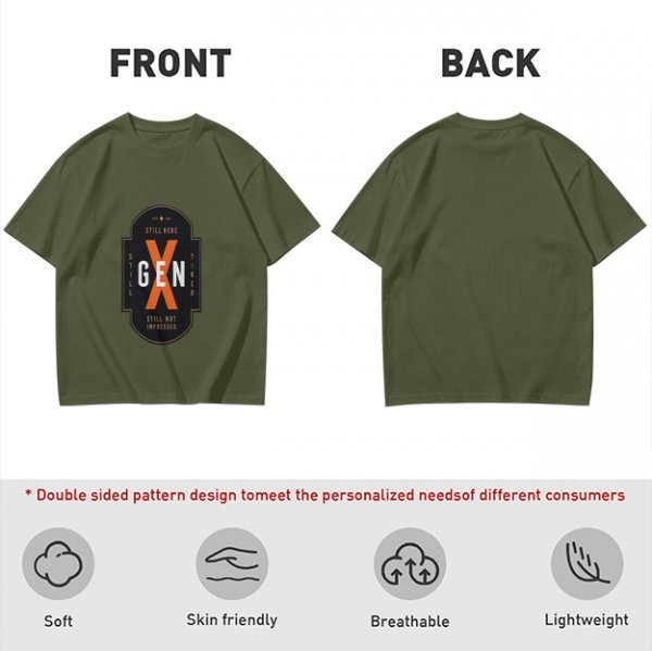 Olive Gen X Graphic T-Shirt With 'Still Here Still Not Impressed' Print