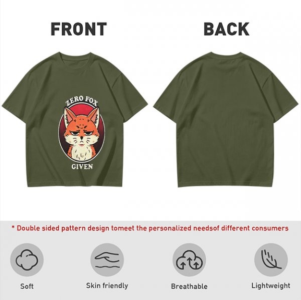 Olive T-Shirt With Zero Fox Given Grumpy Fox Graphic Print