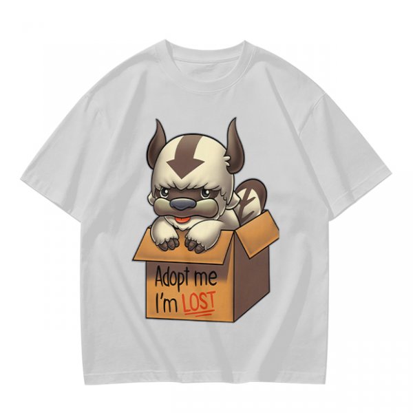 Olive t-shirt with Appa in a box that says Adopt me I'm Lost