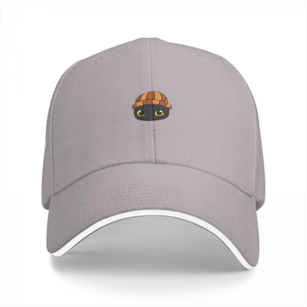 Black Baseball Cap With Cute Cat In Beanie Graphic