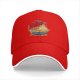 Black baseball cap with anime fire demon ramen bowl graphic