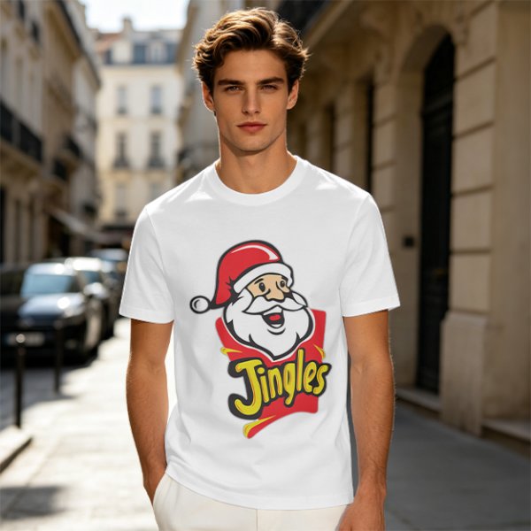 Olive T-Shirt with Santa Claus Jingles Christmas Print