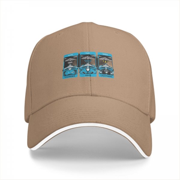 Black Baseball Cap With Thunder Rain Lightning Tarot Card Style Print