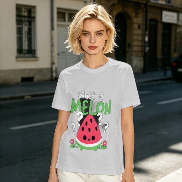 Olive T-Shirt With Cute Watermelon 'What A Melon' Graphic Design