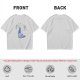 Olive green graphic t-shirt with cartoon pigeon print