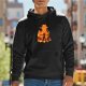 Black hoodie with anime fire silhouette graphic design