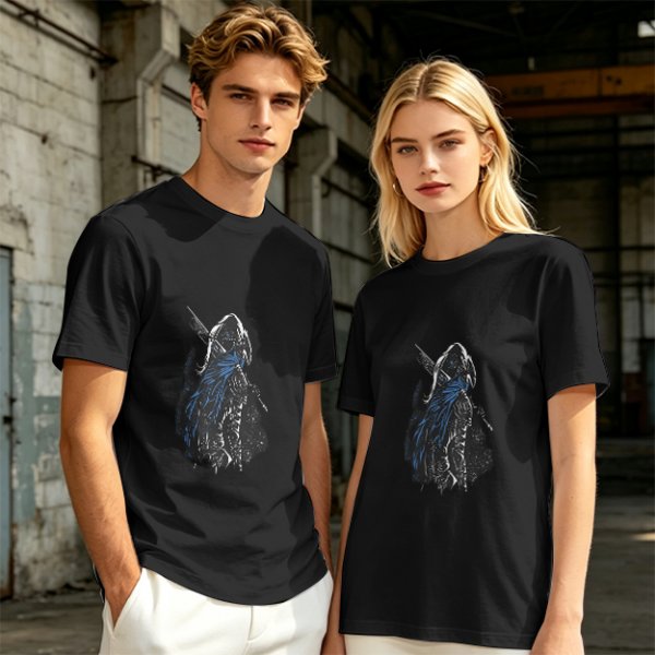 Olive Green T-Shirt With Hooded Fantasy Warrior Graphic Print