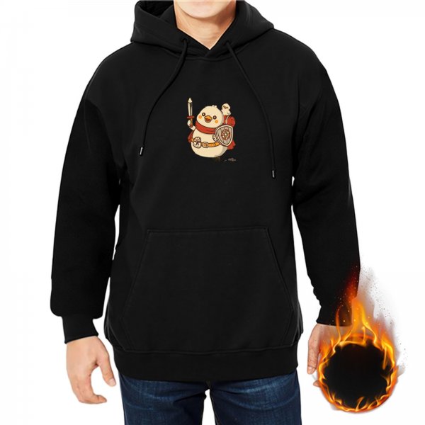 Black Hoodie With Cute Adventurer Duck Graphic Print