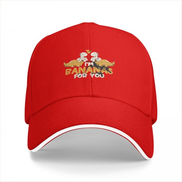 Black baseball cap with I'm Bananas For You dinosaur graphic