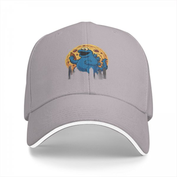Black baseball cap with cookie monster godzilla and cookie print