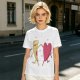 Olive T-Shirt with Dancing Pizza Slice and Heart Graphic