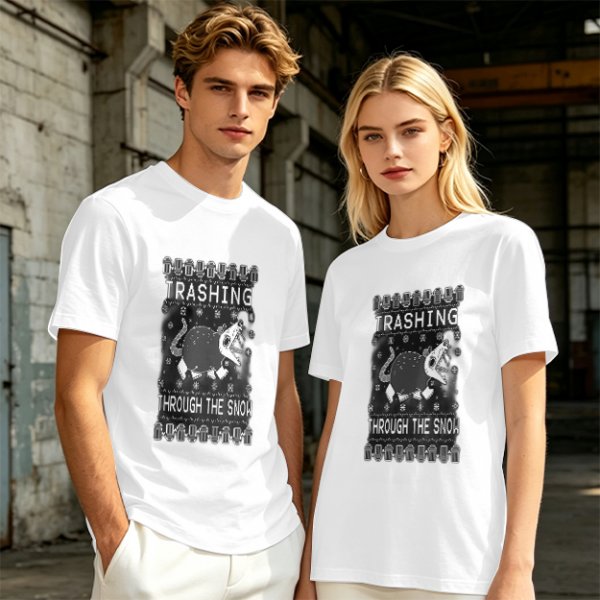 Trashing Through The Snow Christmas Rat Graphic T-Shirt