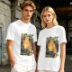 Olive t-shirt with vintage comic style 'I Blew Up The Cat!' print