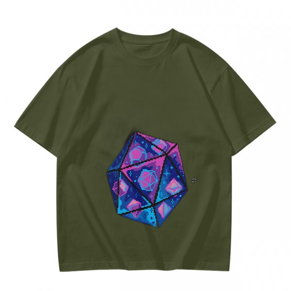 Olive T-Shirt With Galaxy D20 Dice Graphic