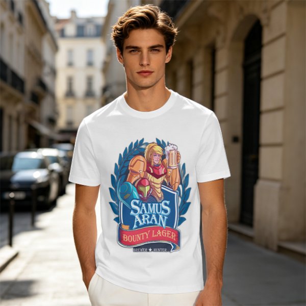 Samus Aran Bounty Lager Graphic T-Shirt