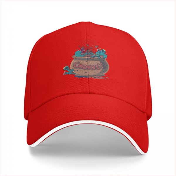 Black baseball cap with cookie monster and cookie jar graphic