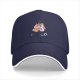 Black baseball cap with a unicorn holding a coffee mug graphic