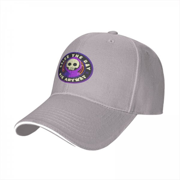 Black Baseball Cap With 'Seize The Day Die Anyway' Grim Reaper Skull Graphic