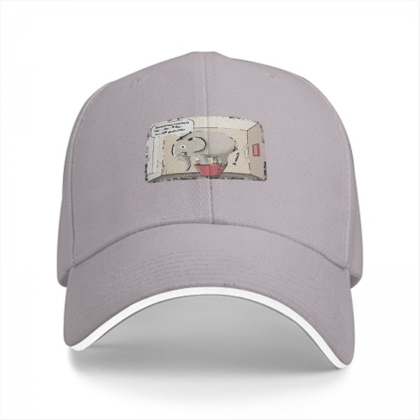 Black Baseball Cap With Elephant In Box Graphic Print