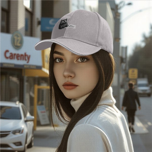 Black Baseball Cap With Cute Cat Holding Chainsaw Purr Print