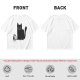Olive Green T-Shirt With Cute Surprised Black Cat And Bell Print