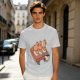 Olive green t-shirt with capybara sushi print design