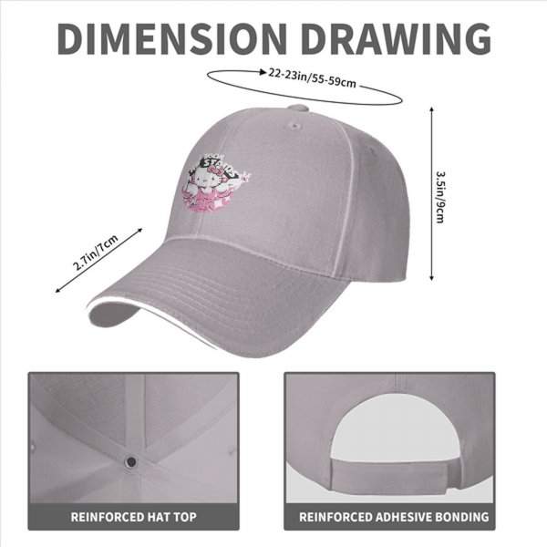 Black baseball cap with muscular Hello Kitty graphic and I Took The Stairs text