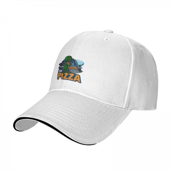 Black baseball cap with alien eating pizza and 'FOR PIZZA' text