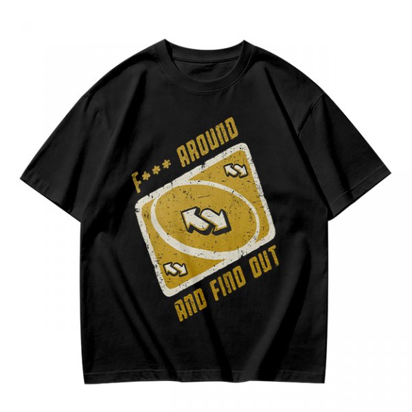 Olive Graphic Tee With 'F*** Around And Find Out' Uno Reverse Card Print