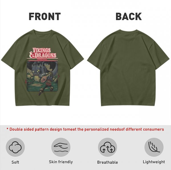 Vikings and Dragons T-Shirt with Fantasy Dragon Graphic