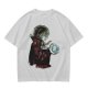 Olive Green T-Shirt With Goblin King Holding Crystal Ball Art