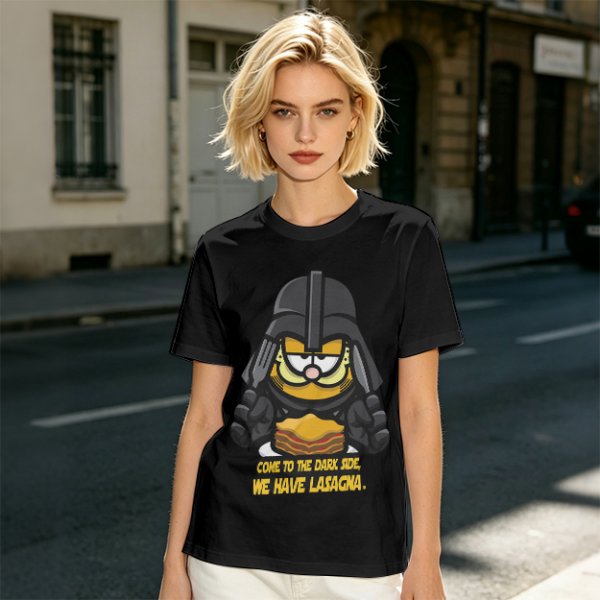 Garfield Darth Vader T-Shirt Come To The Dark Side We Have Lasagna