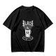 Olive t-shirt with Black Coffee gothic angry cup pentagram print
