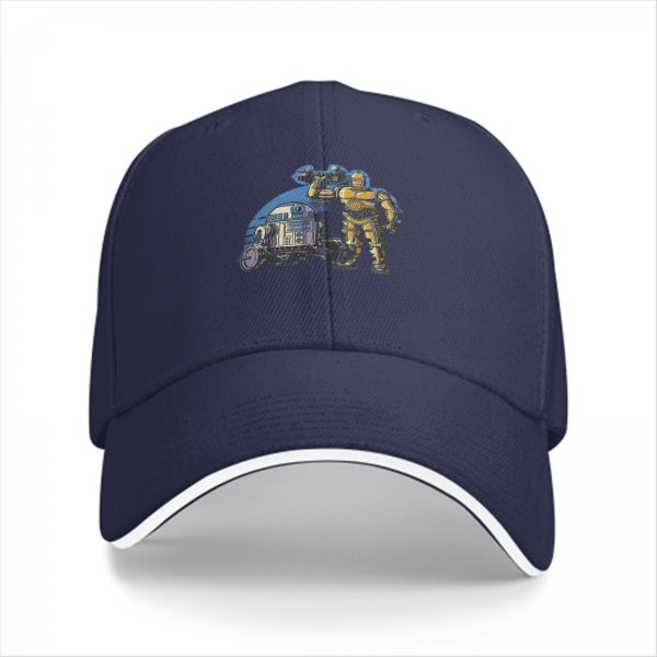 Black Baseball Cap with Star Wars R2-D2 and C-3PO Graphic