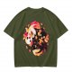 Olive T-Shirt with Halloween Axolotl Candy Corn Art